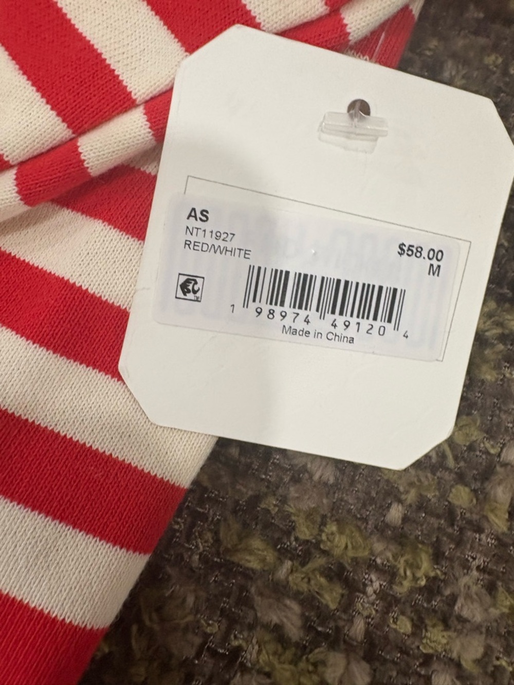 Altar’d‎ State Striped Red & White Crewneck Sweatshirt with Navy Trim - Picture 2 of 4